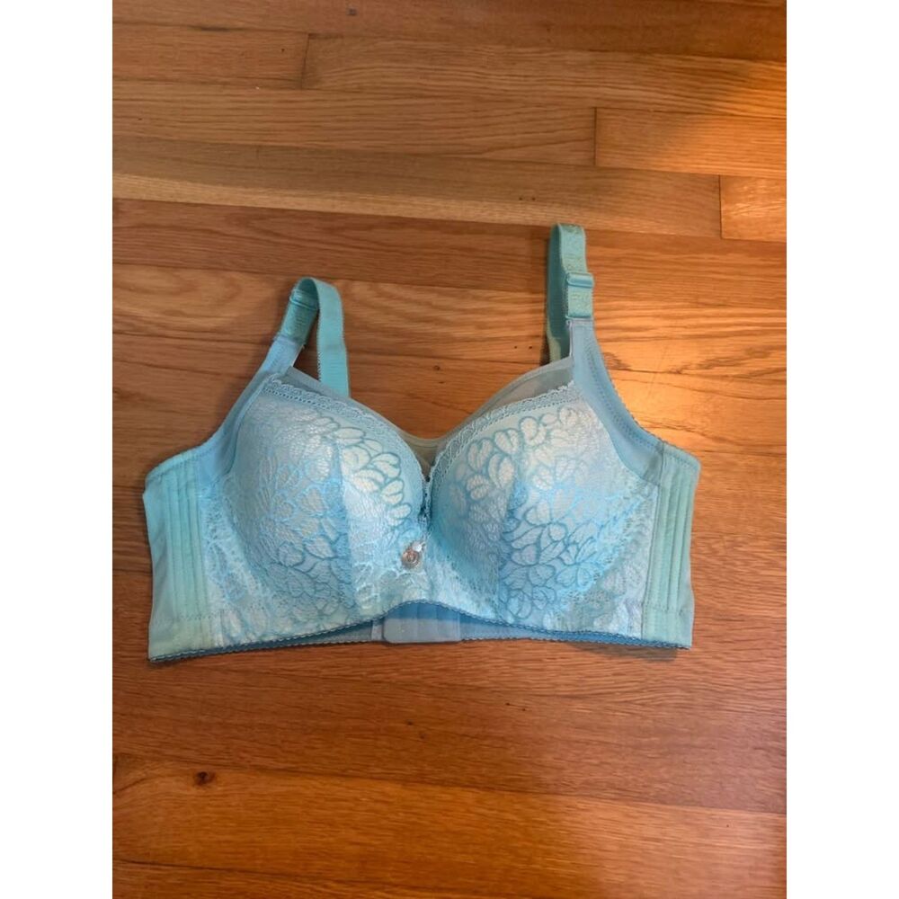 Women’s Blue Lace Bra 38/85 Adjustable Wireless Push Up Bralette New